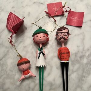New Crate & Barrel Andrew Bannecker Holiday Ornament Set (3)